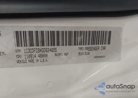 2016 Dodge Dart Limited from USA, damaged, VIN 1C3CDFCBXGD624655